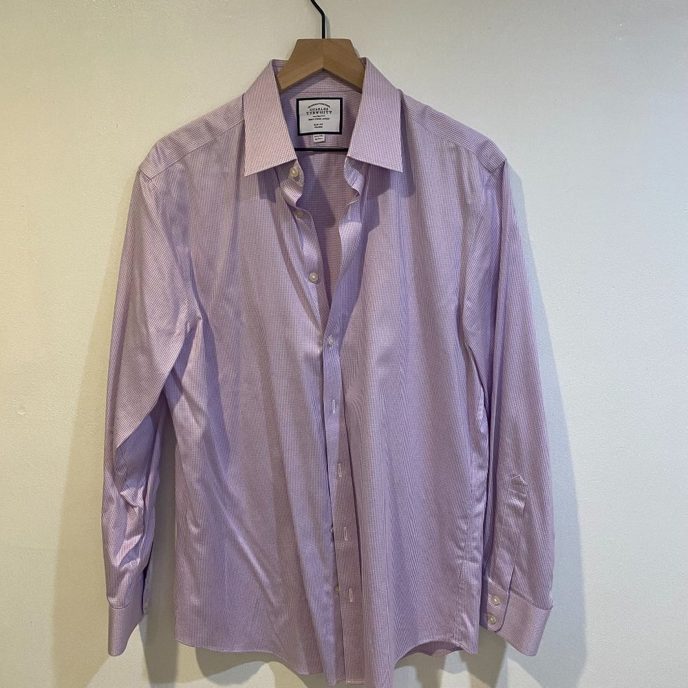 Charles Tyrwhitt Semi-Spread Collar 100% Cotton sz 16.5/34
